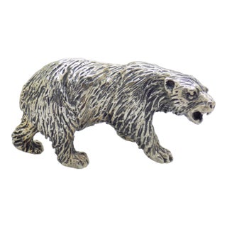 Vintage Italian Handmade Genuine Silver Large and Detailed Bear Figurine Sculpture Miniature For Sale