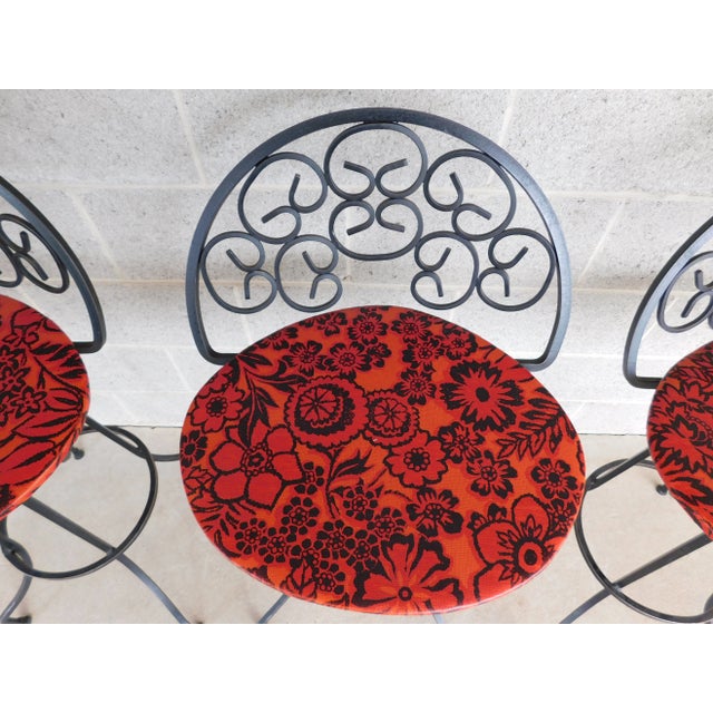 Vintage Mid-Century Wrought Iron Bar Stools Attributed to Authur Umanuff - Set of 4 For Sale In Philadelphia - Image 6 of 12
