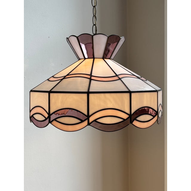 Mid-Century Modern 1970s Revival Slag Glass Pendant Light For Sale - Image 3 of 18