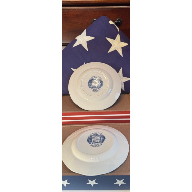 Staffordshire Vintage Liberty Blue “Washington Leaving Christ Church” Plates – Staffordshire Transferware, Americana Decor - a Pair For Sale - Image 4 of 5