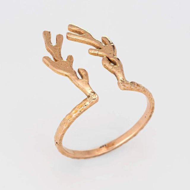 Finely detailed Deer Antler ring crafted in 14 karat rose gold. The unique ring is crafted in the form of deer antlers,...