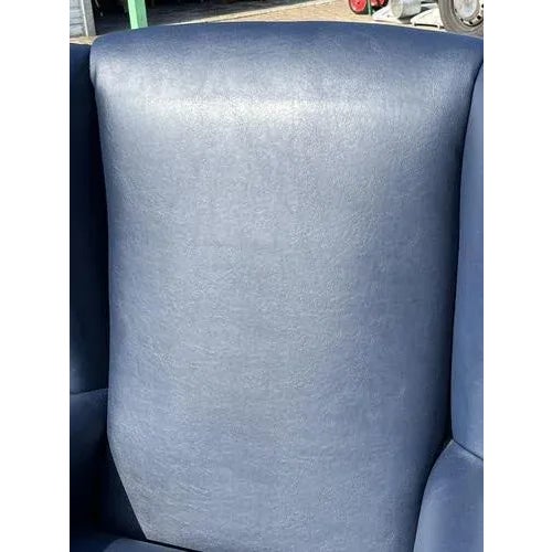 Animal Skin Set of Blue Leather Armchair & Foot Stool For Sale - Image 7 of 11