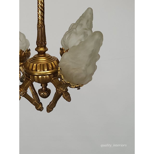 Antique Darling 4 Arm 4 Light Glowing Ribbons and Bows Flame Torch Chandelier For Sale - Image 15 of 17
