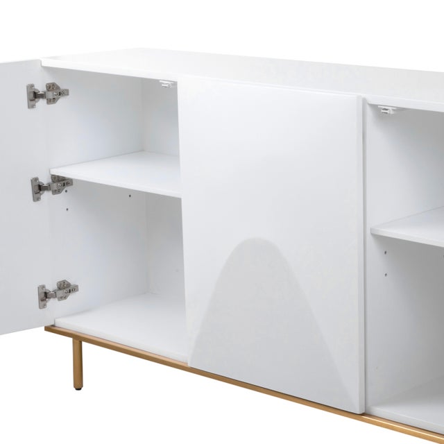 Pasargad Home Polara Modern White Sideboard With Geometric Doors For Sale - Image 10 of 12