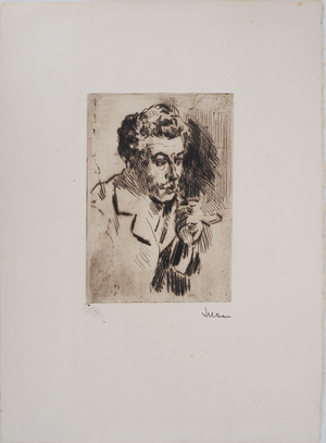 Maximilien Luce, Man with a Cigarette (Portrait of Jean Peské), 1895, Original Signed Etching
