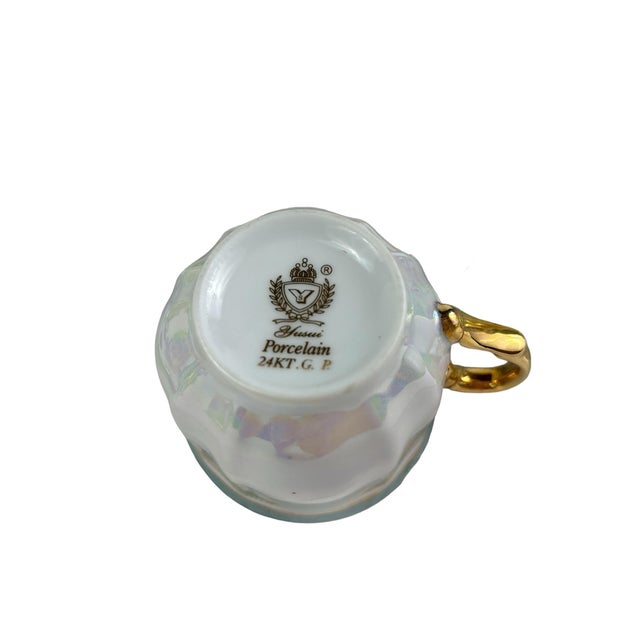 Vintage Yusui Porcelain 24k Gold Trim Lusterware Coffee Service, 15 Pcs. For Sale - Image 9 of 11