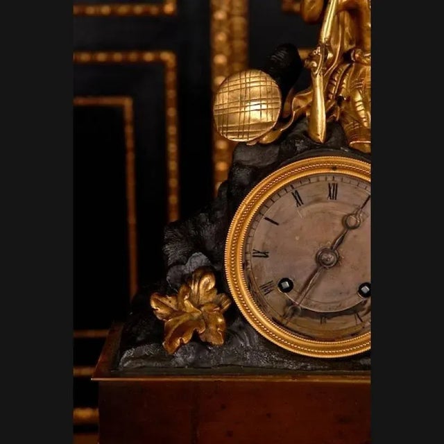 19th Century Napoleon III Style Bronze Pendulum Chimney Clock For Sale - Image 5 of 10