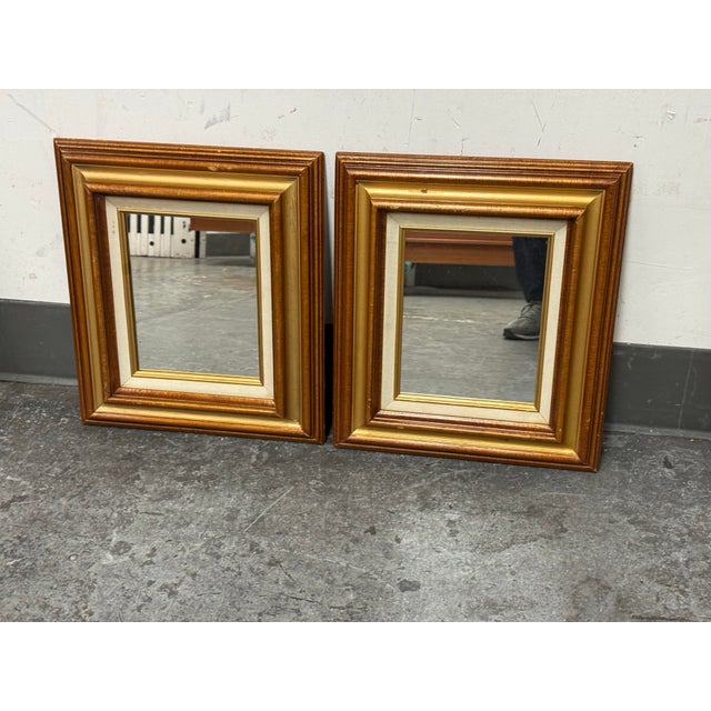 Vintage Square Giltwood Wall Mirrors, 20th Century, Pair For Sale - Image 9 of 12