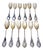 Silver Oyster Forks with Reliefs Surrounding Monogram Cards, Set of 12 For Sale
