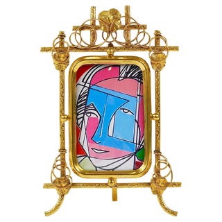 Art Nouveau Floral Gilt Brass Picture Frame, 1890s For Sale