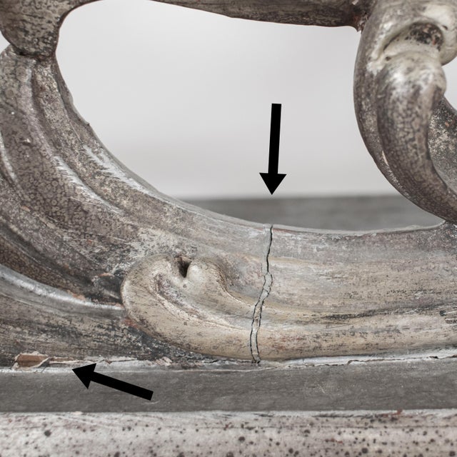 Large 19th Century Italian Rococo Style Silver‑Leaf Carved Wood Altar Candelabra For Sale - Image 11 of 18