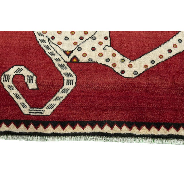 Hand-Knotted Gabbeh Rug with Tiger Motif For Sale - Image 6 of 11