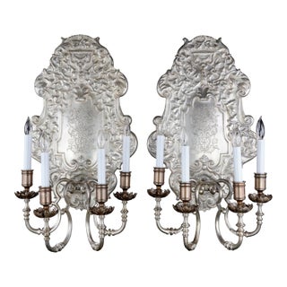 1890s Restored E.F. Caldwell Oversized Silvered Bronze Sconces by - a Pair For Sale