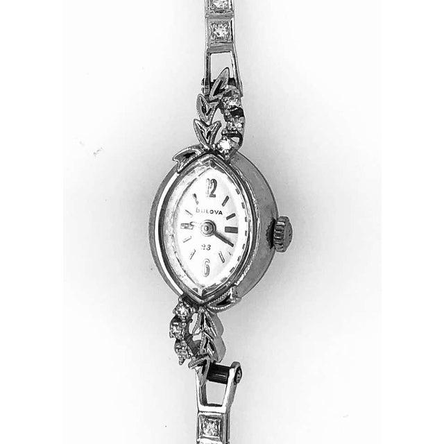 Bulova Ladies Wristwatch Art Deco Style With Diamonds For Sale - Image 10 of 12