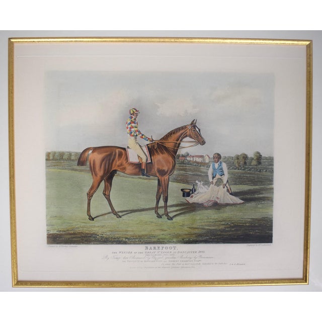 Traditional Barefoot, the Winner of the Great St. Leger at Doncaster 1823 Aquatint by John Frederick Herring SNR For Sale - Image 3 of 7