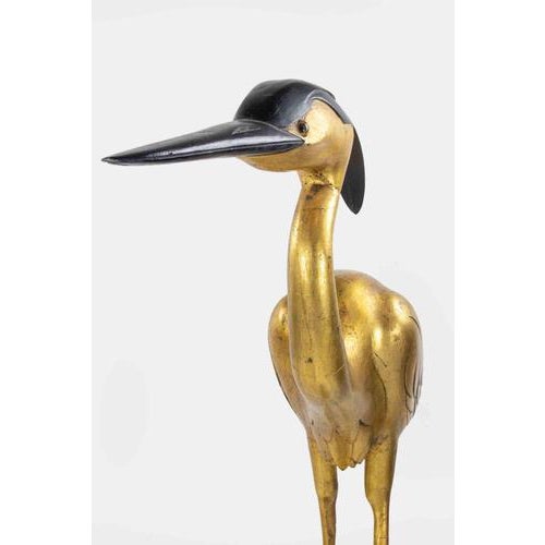 Life Size Heron, 1980s, Gilded & Lacquered Fiberglass For Sale - Image 3 of 10