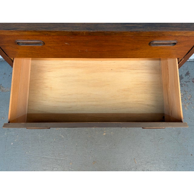 Mid 20th Century Modern Four Drawer Walnut Highboy Dresser For Sale - Image 9 of 14
