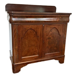 Flame Mahogany Chiffonier Cabinet For Sale