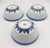 Chinoiserie 1970s Tienshan Chinese Rice Grain Coupe Soup Bowls Blue & White Chrysanthemum 3pc Set For Sale - Image 3 of 8
