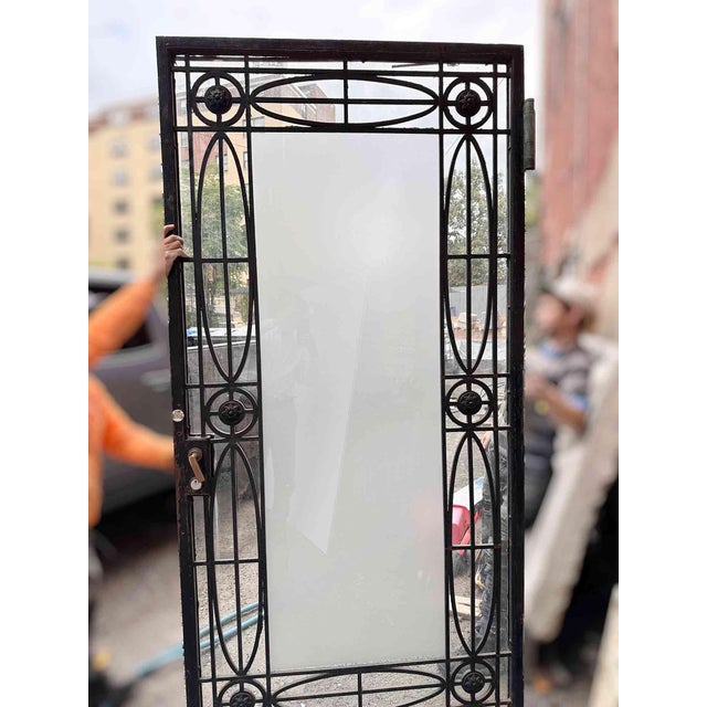 1920s Antique Wrought Iron Georgian Style Entry Door For Sale - Image 5 of 6
