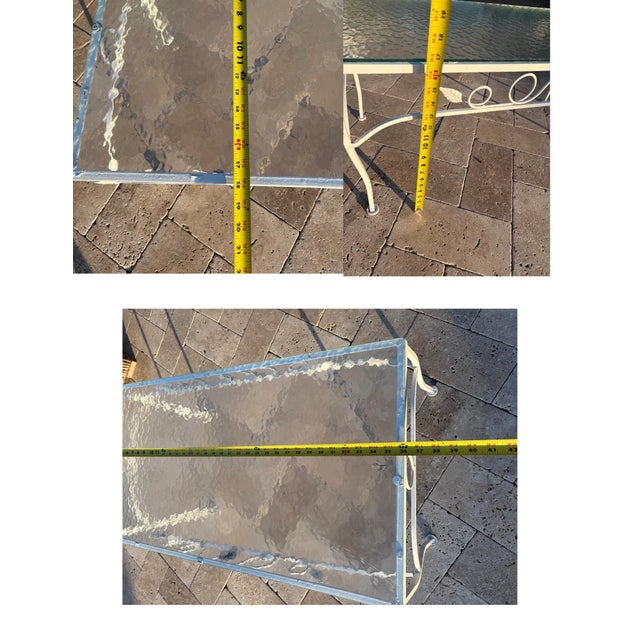 Mid-Century Modern Vintage Woodard Style Chantilly Rose Wrought Iron & Glass Coffee Table Outdoor Furniture For Sale - Image 3 of 12
