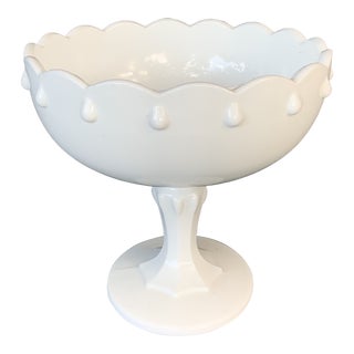 Vintage Milk Glass Pedestal Compote For Sale