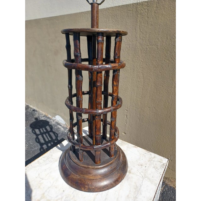 Boho Chic Vintage Mid-Century Bamboo Table Lamp For Sale - Image 3 of 4