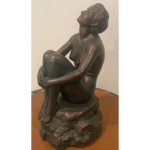 Brown Austin Productions Art Deco Seated Woman Sculpture in Durastone For Sale - Image 8 of 14