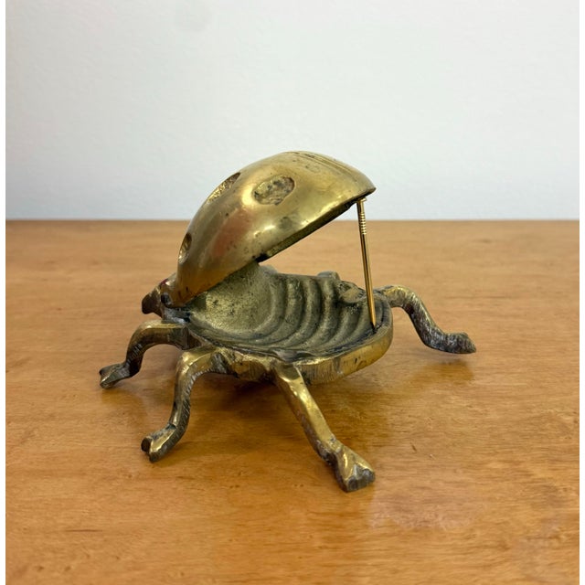 Metal Vintage Brass Hinged Ladybug With Jeweled Eyes For Sale - Image 7 of 9