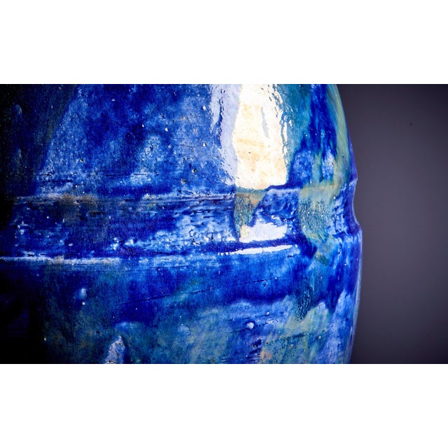 Blue Huge Table Lamp in Blue Ceramic, France, 1960s For Sale - Image 8 of 9