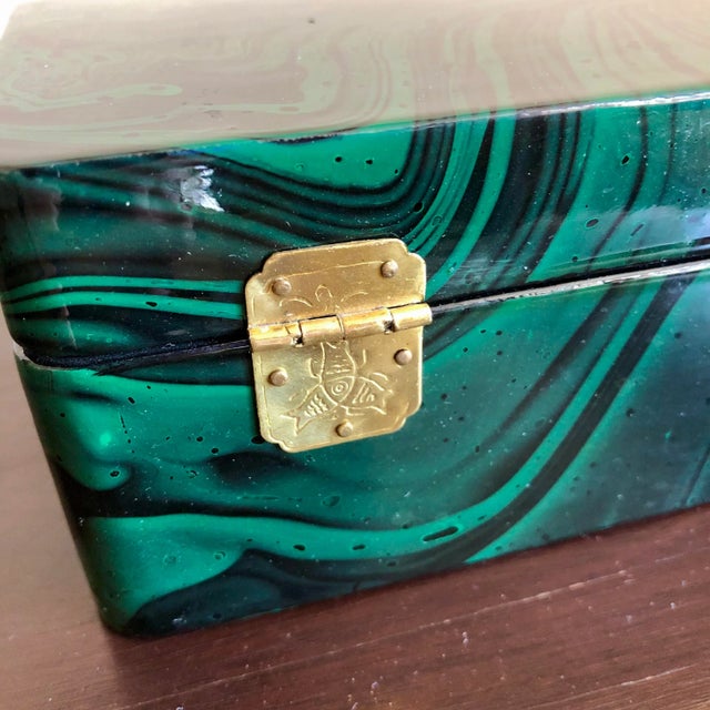 Faux Malachite Lacquer Box For Sale In Buffalo - Image 6 of 8