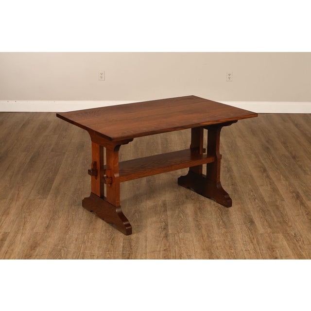 High Quality American Made Arts And Crafts Mission Oak Trestle Library Table By Gustav Stickley. Solid Quarter Sawn Oak...