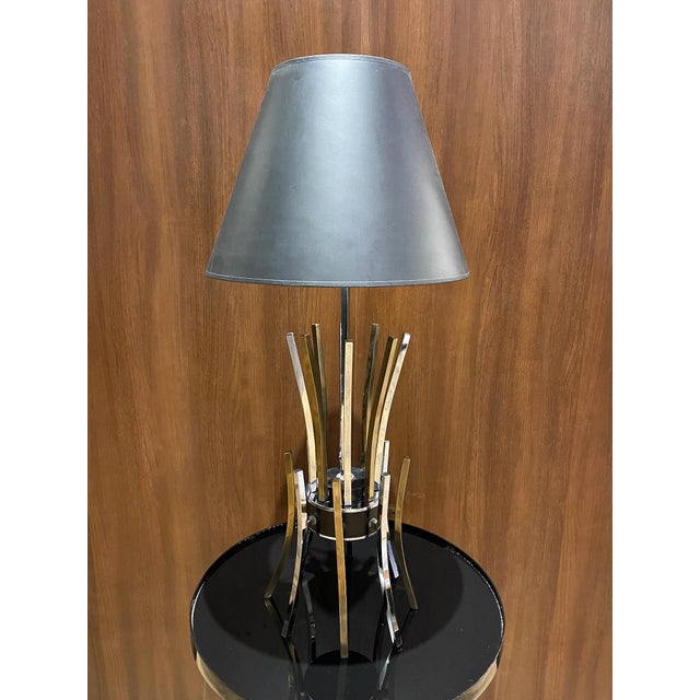 Silver 1970s Space Age Brass & Chrome Starburst Table Lamp For Sale - Image 8 of 8