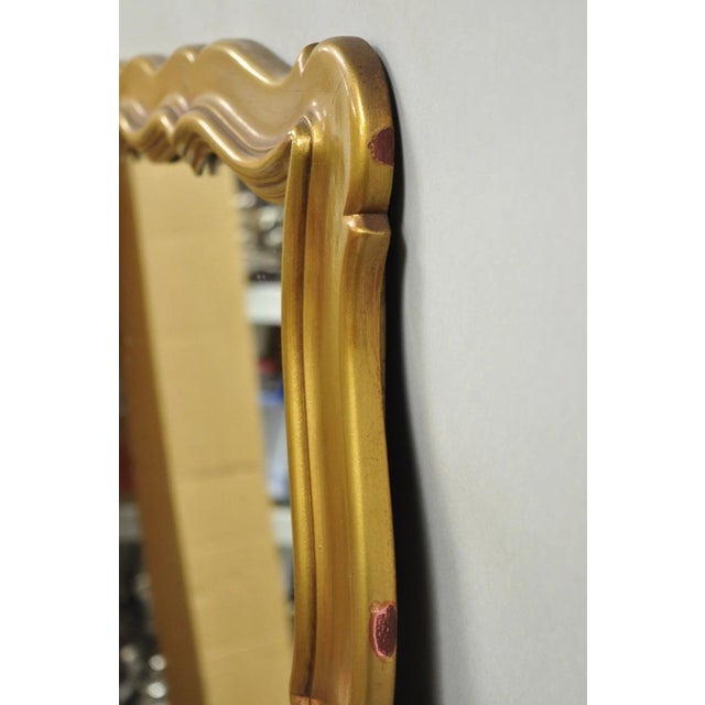 Vintage Hollywood Regency Gold Scalloped Serpentine Wood Frame Wall Mirror For Sale - Image 10 of 15