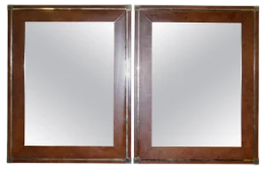 Mid-Century Burr Walnut & Gold Plated Wall Mirrors by Renato Zevi, Set of 2