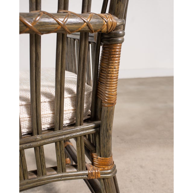 Pair Bielecky Brothers Organic Modern Rattan Dining Armchairs For Sale - Image 11 of 18