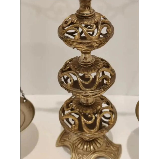 1960s Hollywood Regency Ornate Decorative Filigree Balance Scale For Sale - Image 4 of 12