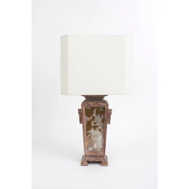 Mid-Century Modern James Mont Asian Cerused Oak Lamp For Sale - Image 3 of 7