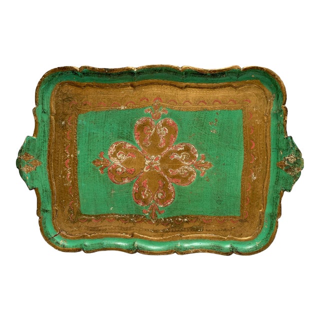 Vintage Midcentury Florentine Large Decor Tray For Sale
