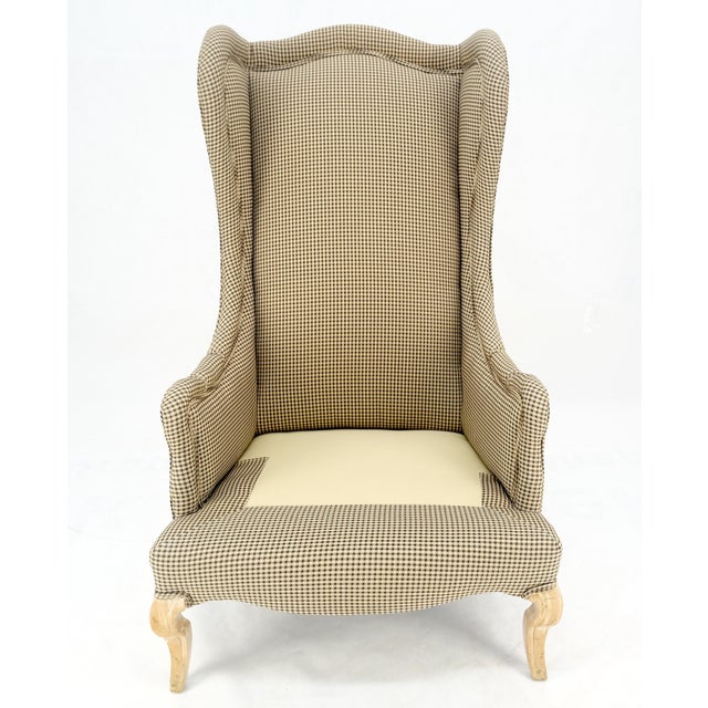 Tall Back French Provincial Cabriole Legs White Wash Finish Legs Wing ArmChair For Sale - Image 6 of 8