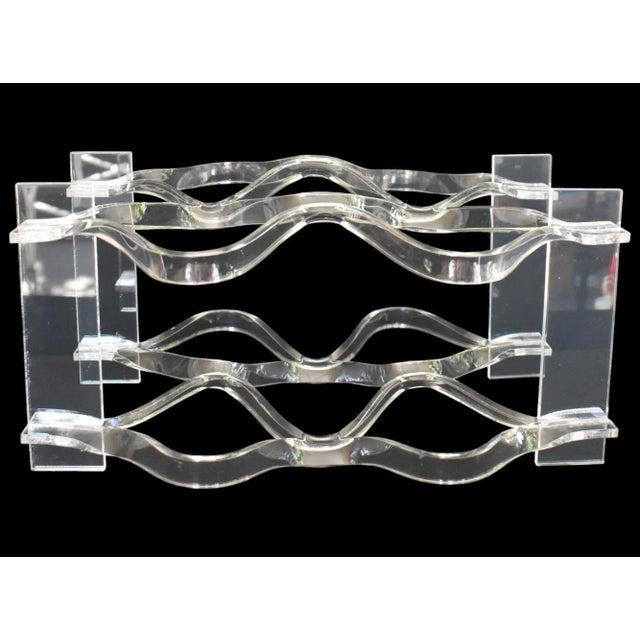 Plastic Vintage Mid Century Twisted Clear Lucite Wine Rack - Holds 6 Bottles For Sale - Image 7 of 10