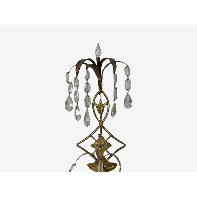 Metal 1950s Neoclassical Style, Wall Sconces, Bronze, Crystal, France - a Pair For Sale - Image 7 of 11