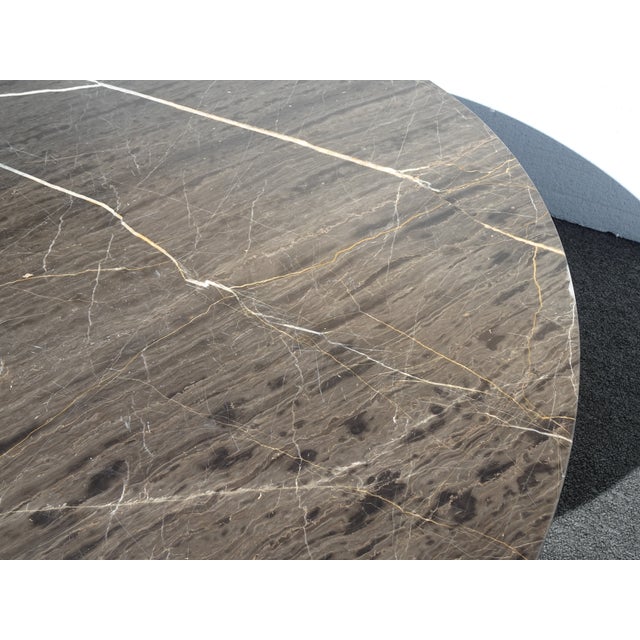 Vintage Modern Marble Style & Chrome Brown Coffee Table For Sale - Image 13 of 16