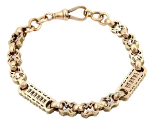 Antique 9k Rose Gold Engraved Link Bracelet
