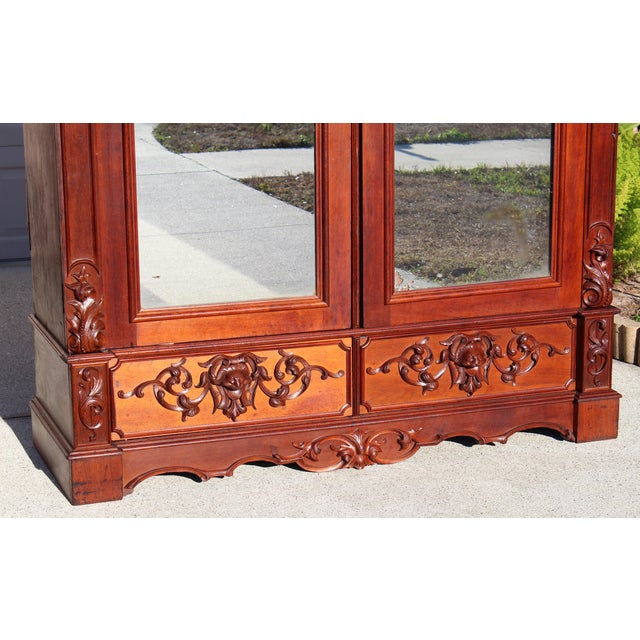 Monumental 19th Century Rococo Revival Bedroom Set – Hand Carved Queen Bed & Armoire – Museum Quality For Sale - Image 9 of 18
