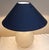 Vintage Table Lamp with Glass Base and Blue Fabric Shade, 1980s For Sale - Image 3 of 8