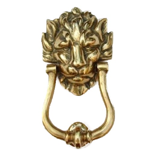 Large Solid Brass Lion Head Door Knocker — Georgian Style For Sale