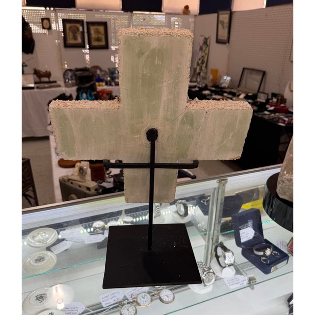 1970s 1970s Designer Seashell Cross Embellished With Natural Seashells on Stone Base For Sale - Image 5 of 6