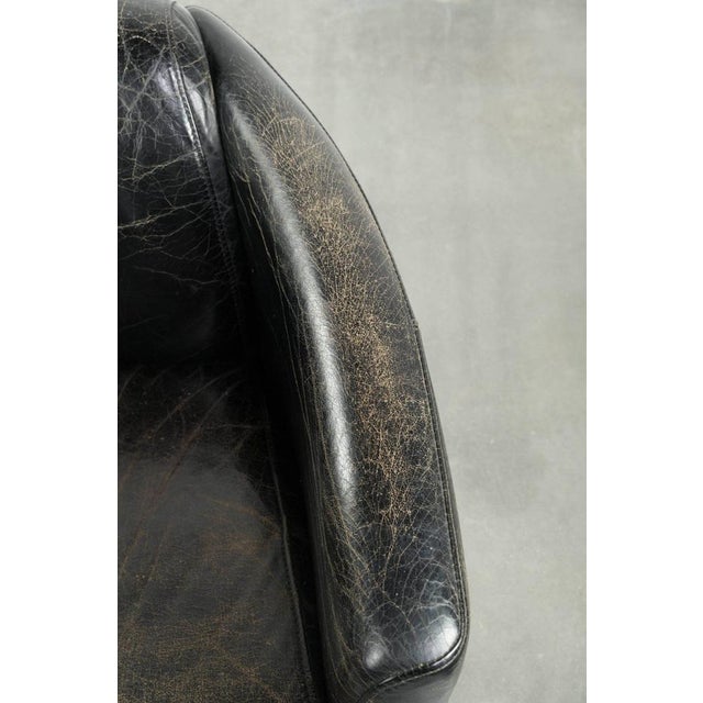 Black Vintage Club Chair in Cowhide Leather For Sale - Image 8 of 13