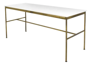 Paul McCobb Brass Base Console Table with Vitrolite Top